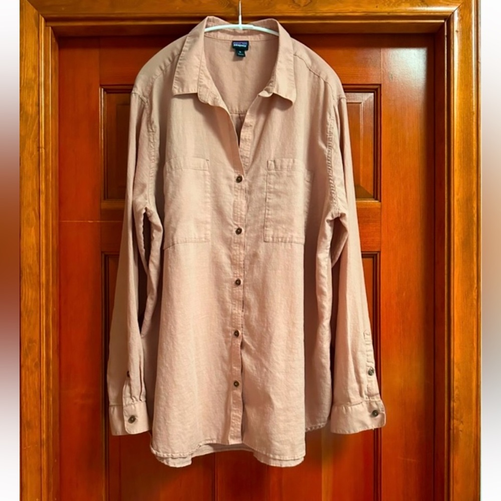 Tan Oversized Button-Front Women's Shirt